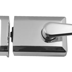 Fire Rated Roller Bolt Rim Night Latch - FD30 - 90mm Case 60mm Backset - Polished Chrome - tradefit