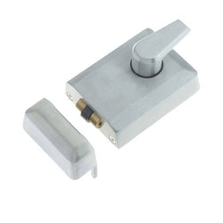 Fire Rated Roller Bolt Rim Night Latch - FD30 - 90mm Case 60mm Backset - Satin Chrome - tradefit