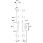 Locking Espagnolette Bolt T Bar Pattern - Polished Chrome - tradefit - 2