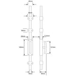 Locking Espagnolette Bolt T Bar Pattern - Satin Chrome - tradefit - 2