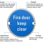 Circular Disc Fire Door Signage - 76mm x 1.5mm - Screw Fixed - Fire Door Keep Clear - tradefit - 2