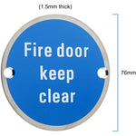 Circular Disc Fire Door Signage - 76mm x 1.5mm - Screw Fixed - Fire Door Keep Clear - tradefit - 3
