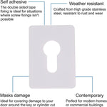 Repair Escutcheon Large Self Adhesive - SUS304 - Euro - 65x47x1.2mm - White - tradefit - 3