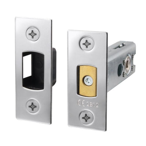 3 inch/76mm Tubular Bathroom Deadbolt - 57mm Backset - Polished Chrome - tradefit