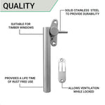 Casement Window Fastener Mortice Plate - Left Hand - Stainless Steel - tradefit - 4