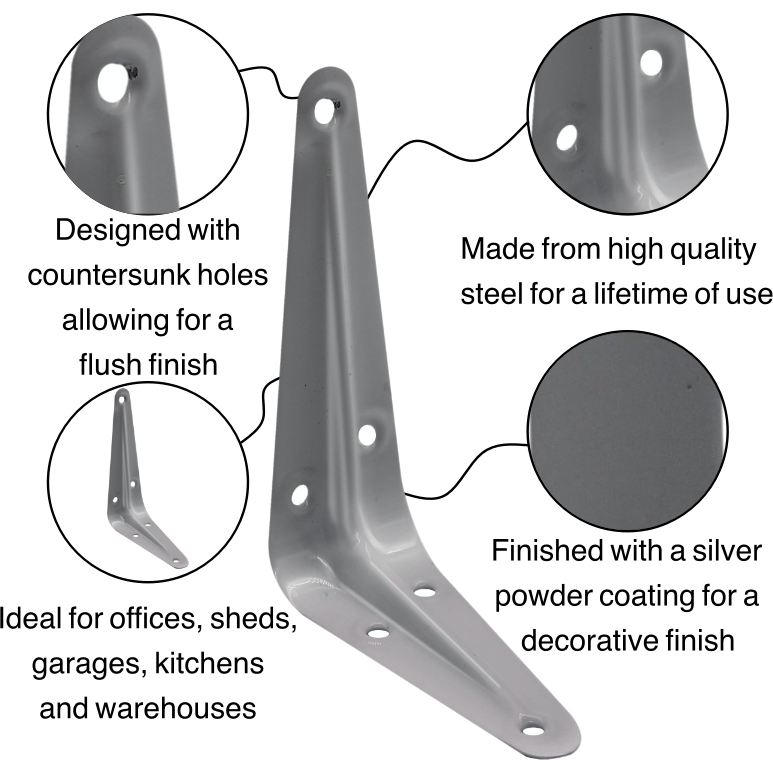 London Shelf Bracket 100 x 75mm Silver tradefit