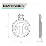 Victorian Keyhole Covered Escutcheon - 34mm - Polished Brass - tradefit - 4