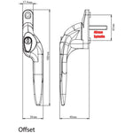 Yale Quartus Cranked Window Handle Right Hung - 40mm Spindle - White - tradefit - 3
