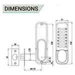 ED20 Paddle Push Button Hold Back Mechanical Digital Code Lock - Fire Rated - Satin Chrome - tradefit - 5