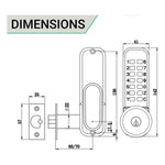 ED20 Knob & Key Over - ride Push Button Mechanical Digital Code Lock - Fire Rated - Satin Chrome - tradefit - 5