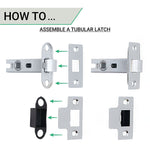 Glass and Satin Nickel Mortice Door Knob Kit - 76mm Latch - tradefit - 5