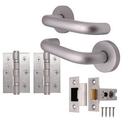 Return To Door Lever on Rose - 19 x 52mm - Satin Aluminium - 19mm Latch Pack - tradefit