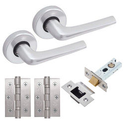 Aluminium Contractor Lever on Rose Council Latch Pack - 52x8mm Rose - Satin - tradefit