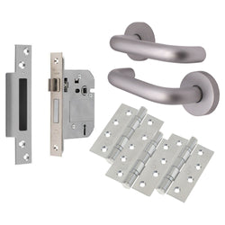 Return To Door Lever on Rose - 19 x 52mm - Satin Aluminium - 19mm 5 Lever Lock Pack - tradefit