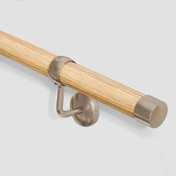 Handrail Kit Wooden / Timber - Interior Use - 3600mm - Pine / Brushed Silver - tradefit - Featured Image