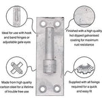 Gate Hinge Pin On Rectangular Plate Bracket - 200 x 75mm 19mm Diameter Pin - Hot Dip Galvanised - Pack of 2 (Pair) - tradefit - 3