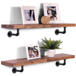Rustic Pipe Shelf Brackets Cast Iron Scaffold Type - Pair / 2 Brackets - Dual 100/160mm - Matt Black - tradefit - 8