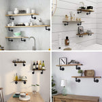 Rustic Pipe Shelf Brackets Cast Iron Scaffold Type - Pair / 2 Brackets - Dual 100/160mm - Matt Black - tradefit - 10