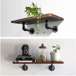 Rustic Pipe Shelf Brackets Cast Iron Scaffold Type - Pair / 2 Brackets - Dual 100/160mm - Matt Black - tradefit - 11