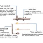 Pivot Hinge Set Double Action Swing Door - 130 x 25mm - Satin Stainless Steel - tradefit - 2