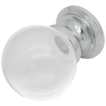 Glass Cupboard Knob Clear Ball - 25mm - Polished Chrome - tradefit - 1