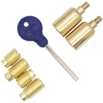 Locking Security Sash Window Stop Set - Pack of 2 with Key - Polished Brass - tradefit - 2