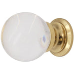 Glass Cupboard Knob Clear Ball - 25mm - Polished Brass - tradefit - 3