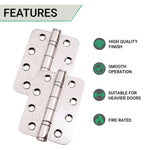 Polished Stainless Fire Door Hinges - 4 Inch/102mm - Grade 13 Steel Ball Bearing - Pack 2 - Radius - tradefit - 2