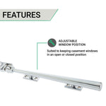 Contemporary Window Stay - 250mm - Polished Chrome - tradefit - 3