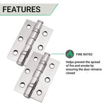 Polished Stainless Fire Door Hinges - 3 Inch/76mm - Grade 7 Steel Ball Bearing - Pack 2 - tradefit - 4