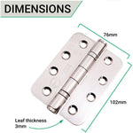 Polished Stainless Fire Door Hinges - 4 Inch/102mm - Grade 13 Steel Ball Bearing - Pack 2 - Radius - tradefit - 4