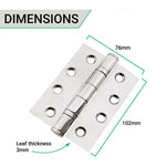 Polished Stainless Fire Door Hinges - 4 Inch/102mm - Grade 13 Steel Ball Bearing - Pack 2 - tradefit - 5