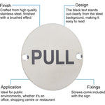 Circular Disc Navigation Signage - 76mm x 1.5mm - Screw Fixed - Pull - tradefit - 2