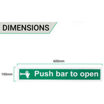 Push Bar To Open Sign 600x100mm Self Adh Semi Rigid PVC - tradefit - 4