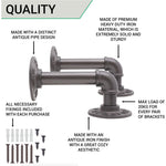 Rustic Pipe Shelf Brackets Cast Iron Scaffold Type - Pair / 2 Brackets - Dual 100/160mm - Natural Iron - tradefit - 4