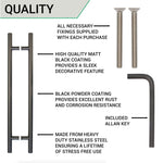 Guardsman Entrance Pull Handles - Back To Back Fix - 800 x 32mm 600mm c/c - Matt Black - tradefit - 6