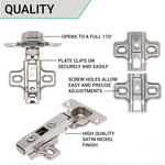 35mm Clip On Sprung Kitchen Cabinet Hinge - FULL OVERLAY 110 Deg c/w Screw on Plate - tradefit - 4