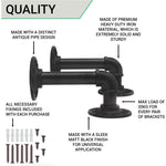 Rustic Pipe Shelf Brackets Cast Iron Scaffold Type - Pair / 2 Brackets - Dual 100/160mm - Matt Black - tradefit - 4