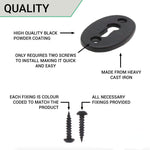 Oval Keyhole Cover Escutcheon - 50x34mm - Black Antique Iron - tradefit - 4