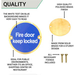 Circular Disc Fire Door Signage - 76mm x 1.5mm - Screw Fixed - Fire Door Keep Locked - Polished Brass - tradefit - 4