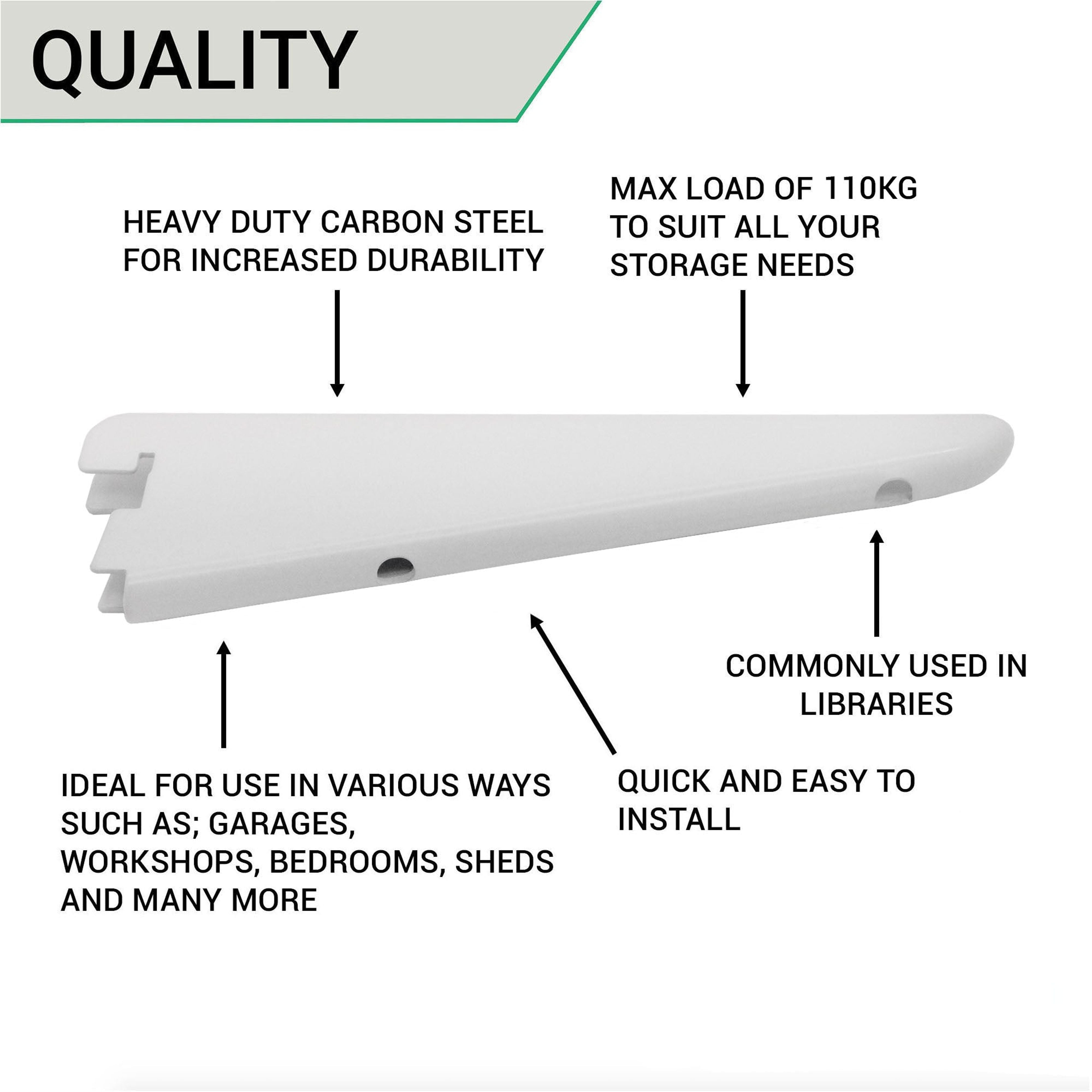 Twin Slot Shelving Bracket White 170mm tradefit