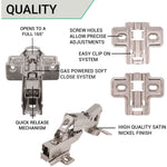 35mm Clip On Sprung Soft Close Kitchen Cabinet Hinge - INSET 165 Deg c/w Screw on Plate - tradefit - 4