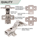 35mm Clip On Sprung Soft Close Kitchen Cabinet Hinge - INSET 110 Deg c/w Screw on Plate - tradefit - 4