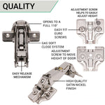 35mm Clip On Sprung Soft Close Kitchen Cabinet Hinge - FULL OVERLAY 165 Deg c/w Euro Screw on Plate - tradefit - 4