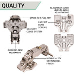 35mm Clip On Sprung Soft Close Kitchen Cabinet Hinge - HALF OVERLAY 165 Deg c/w Euro Screw on Plate - tradefit - 4
