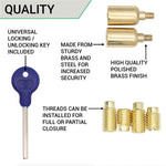 Locking Security Sash Window Stop Set - Pack of 2 with Key - Polished Brass - tradefit - 5