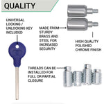 Locking Security Sash Window Stop Set - Pack of 2 with Key - Polished Chrome - tradefit - 5