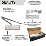 Universal Overhead Fire Door Closer Dual Handed Push or Pull Side DA + BC – Power Size 2 - 4 - Polished Chrome - tradefit - 5