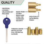 Locking Security Sash Window Stop Set - Pack of 2 with Key - Satin Brass - tradefit - 5