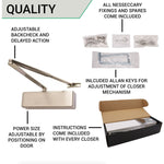 Overhead Fire Door Closer Reversible Push or Pull Side - Power Size 2 - 4 - Satin Nickel - tradefit - 5